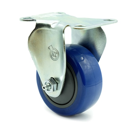 Service Caster 3 Inch Blue Polyurethane Wheel Rigid Top Plate Caster SCC-20R314-PPUB-BLUE-TP3